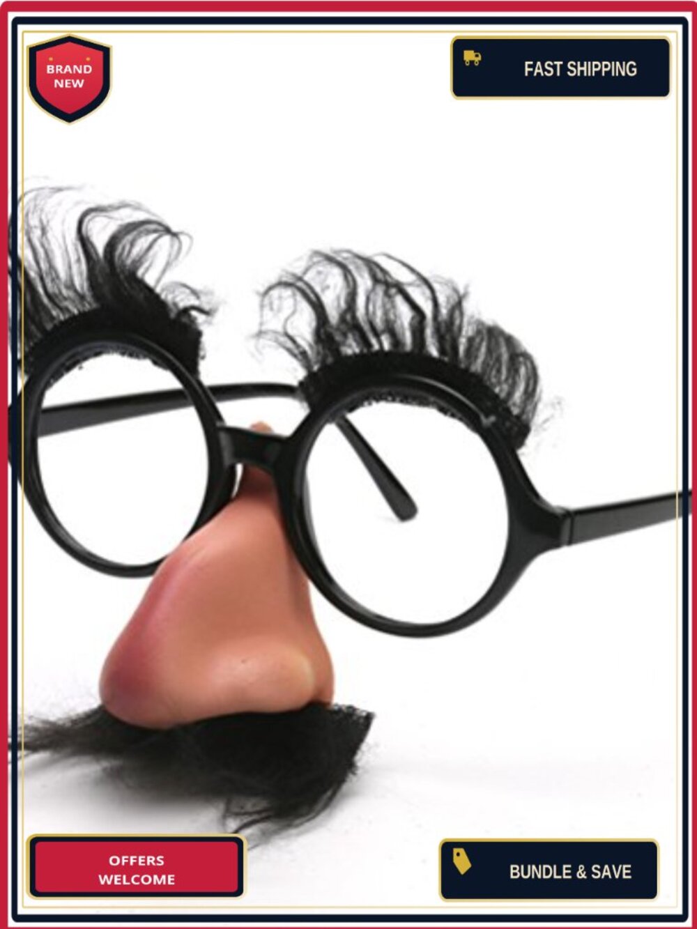 Novelty Fuzzy Nose and Glasses Classic Disguise Costume Accessory